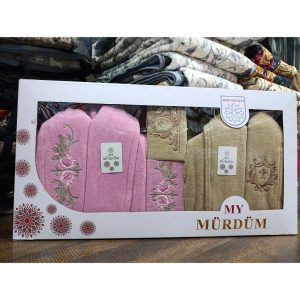 حوله تن پوش ست عروس و داماد برند موردوم 8 تکه (نسکافه ای، صورتی) - کالا قسط آرام