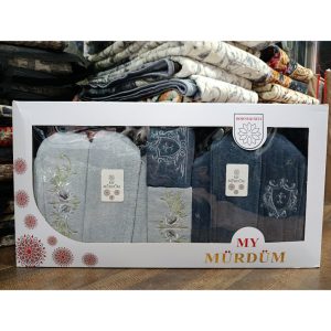 حوله تن پوش ست عروس و داماد برند موردوم 8 تکه (نوک مدادی، طوسی) - کالا قسط آرام