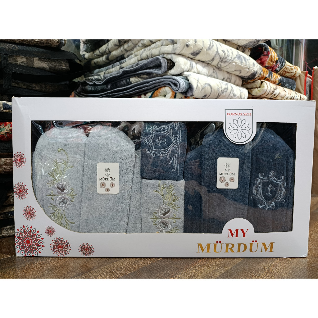 حوله تن پوش ست عروس و داماد برند موردوم 8 تکه (نوک مدادی، طوسی) - کالا قسط آرام