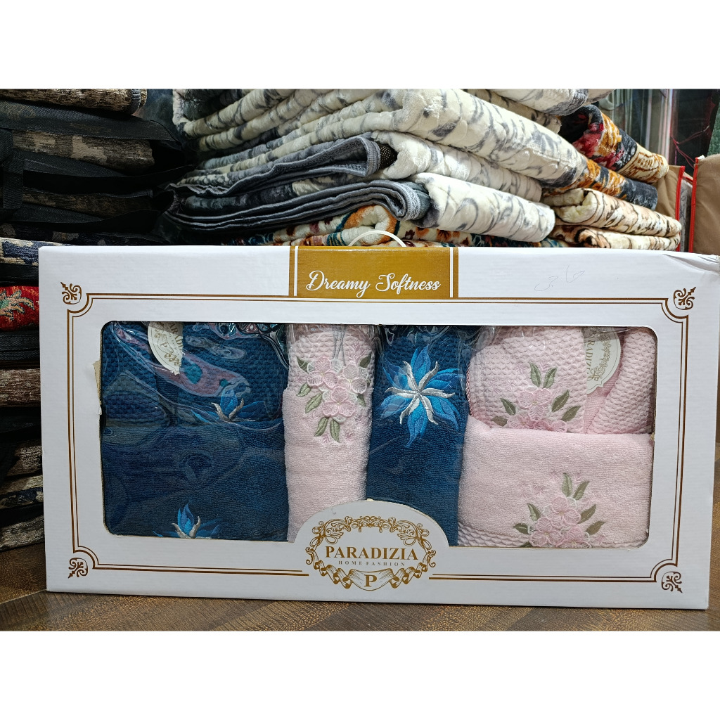 حوله تن پوش ست عروس و داماد برند پارادیسیا 10 تکه (صورتی، سورمه ای) - کالا قسط آرام